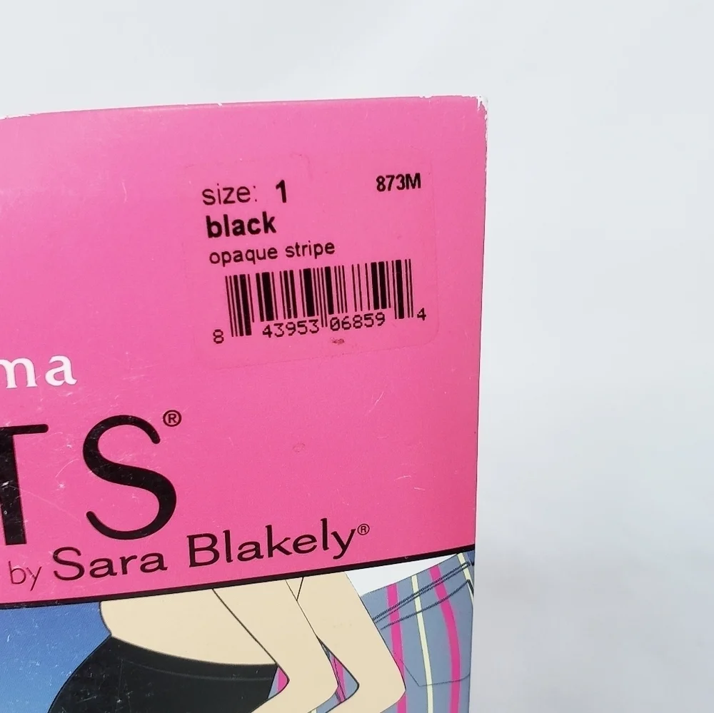 NWT Spanx Maternity Terrific Tights Black Stripe Opaque 1